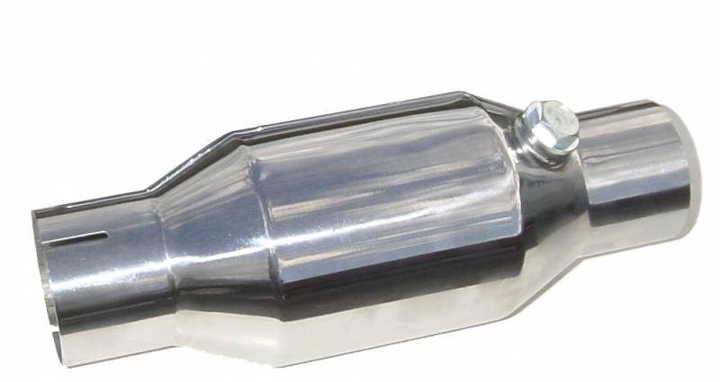 86-14 High Flow Mini Catalytic Converter 3 in Metallic Substrate Polished 304 Stainless Steel Pypes Exhaust