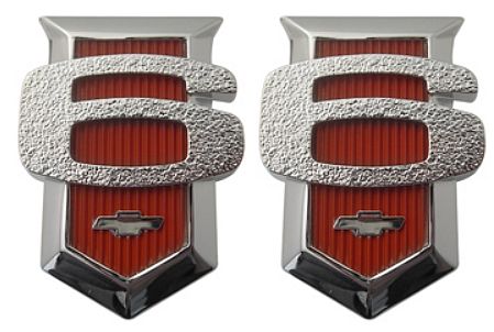 1962-1964 6 Cyl. Shield Fender Emblem (Red) - PR
